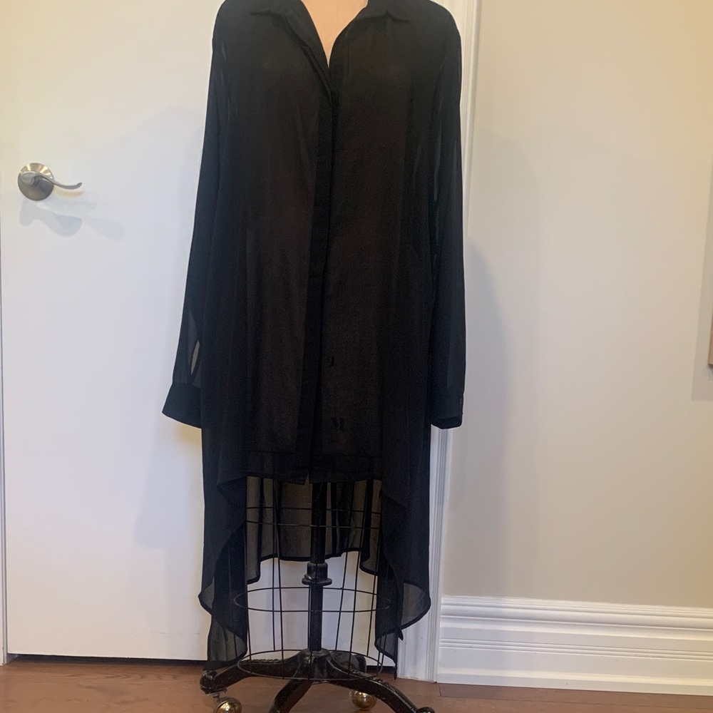 Chic Black Long Sleeve Chiffon Women's Dress
